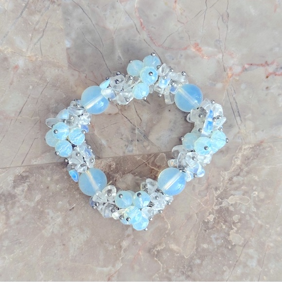 Natural Gem Stone stretch Crystal Bracelet Boho Bangles Bracelet Women’s Jewelry - Picture 1 of 2